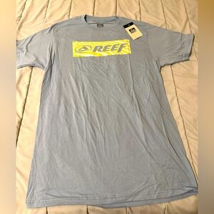 Reef Men's Light Gray T-Shirt with Yellow Logo Size M